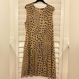 RAUOL POLKA DOT FIT & FLARE SILK SLEEVELESS DRESS